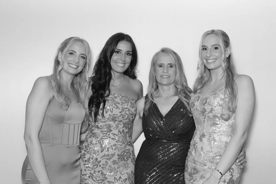 Black and white photo booth rental Long Island — monochrome portrait at a Nassau County venue