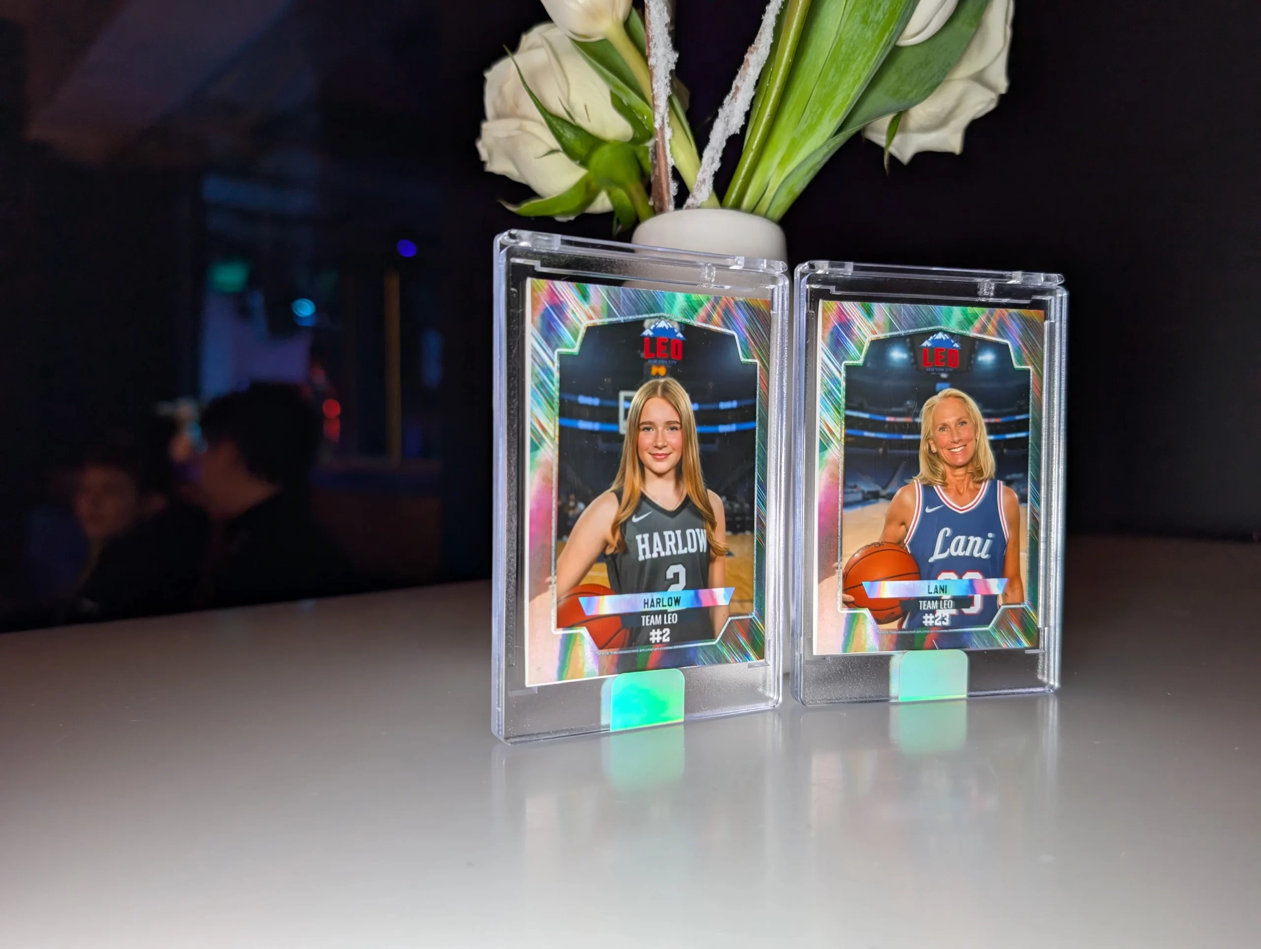 AI custom trading card photo booth rental NYC - personalized holographic trading cards at a live event activation by PhototekNYC