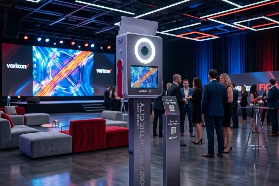 Custom branded photo booth wrap for Verizon Concerts in the City activation