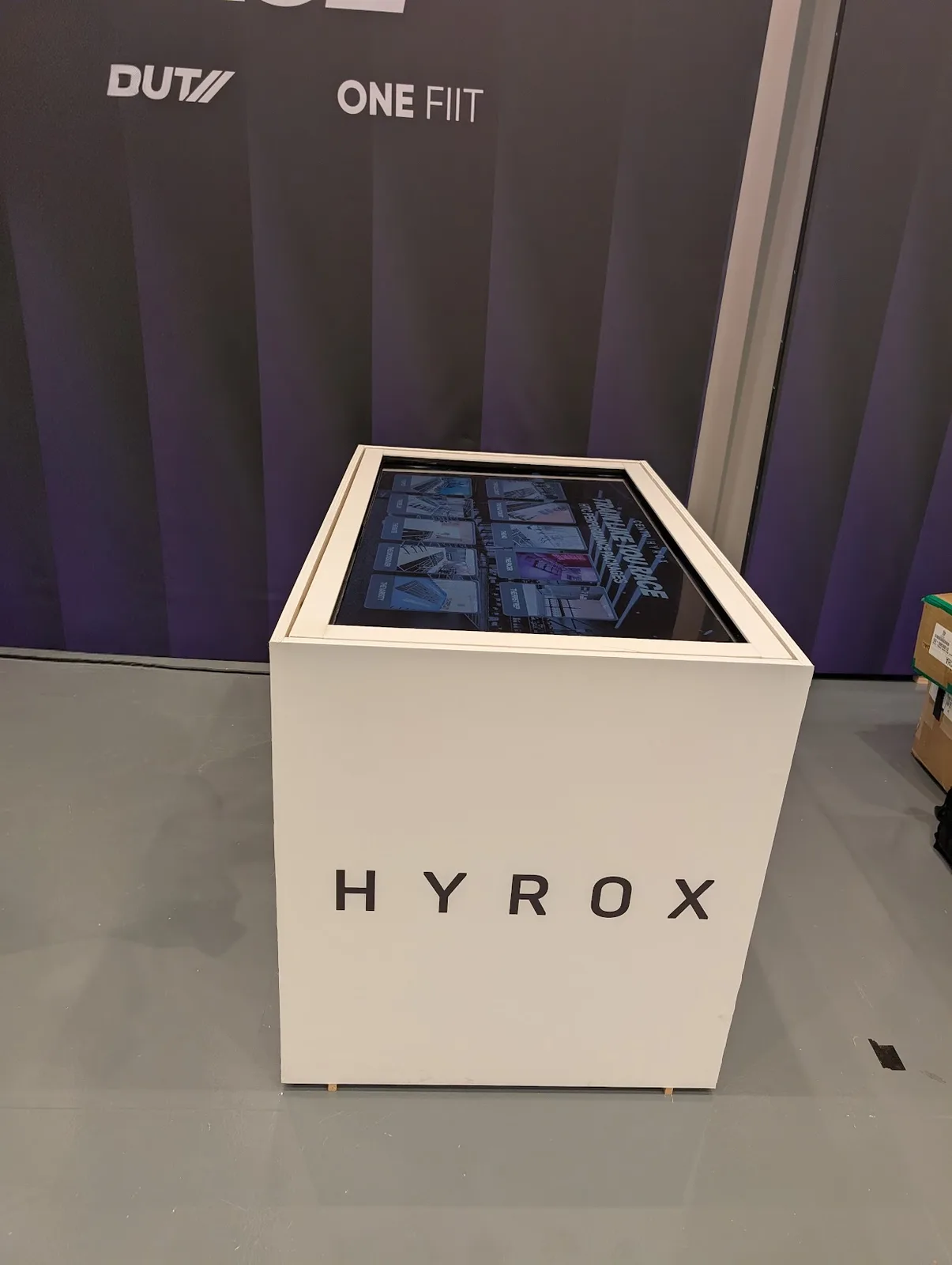 HYROX branded interactive touch table activation